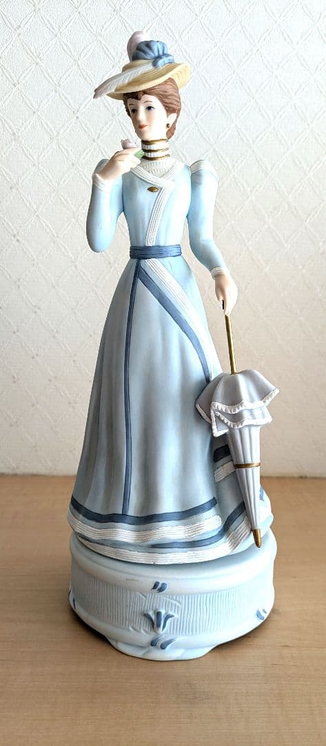 磁器人形　フィギュア　オルゴール付き 楽天市場】【在庫限り】レース人形 オルゴール・パラソル 12.5×13×高