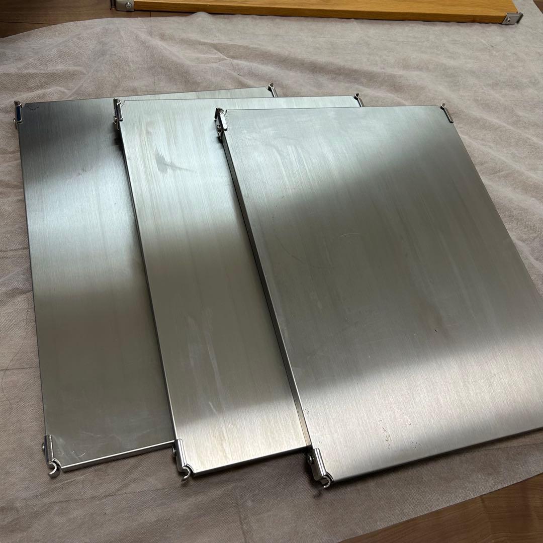 無印良品　スレンレスユニットシェルフ追加棚板　56cm用　3枚セット 2点セット】ステンレスユニットシェルフ 追加棚 ウォールナット材