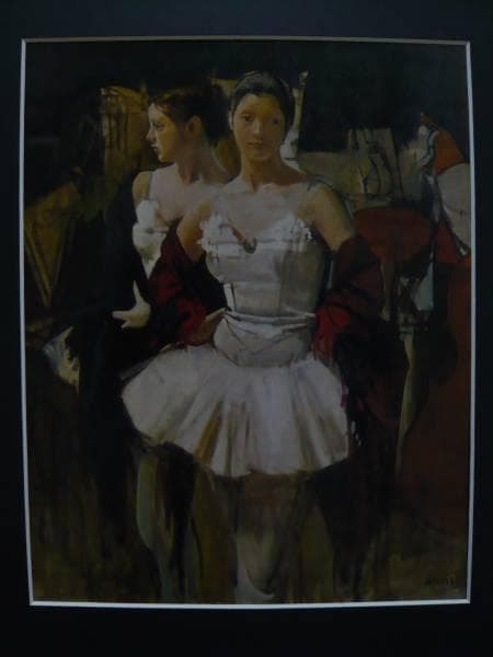 小磯良平、【踊り子二人】、希少な大判額装用画集より、美品、新品額装付 小磯良平、【踊り子二人】、希少な大判額装用画集より、美品、新品額装