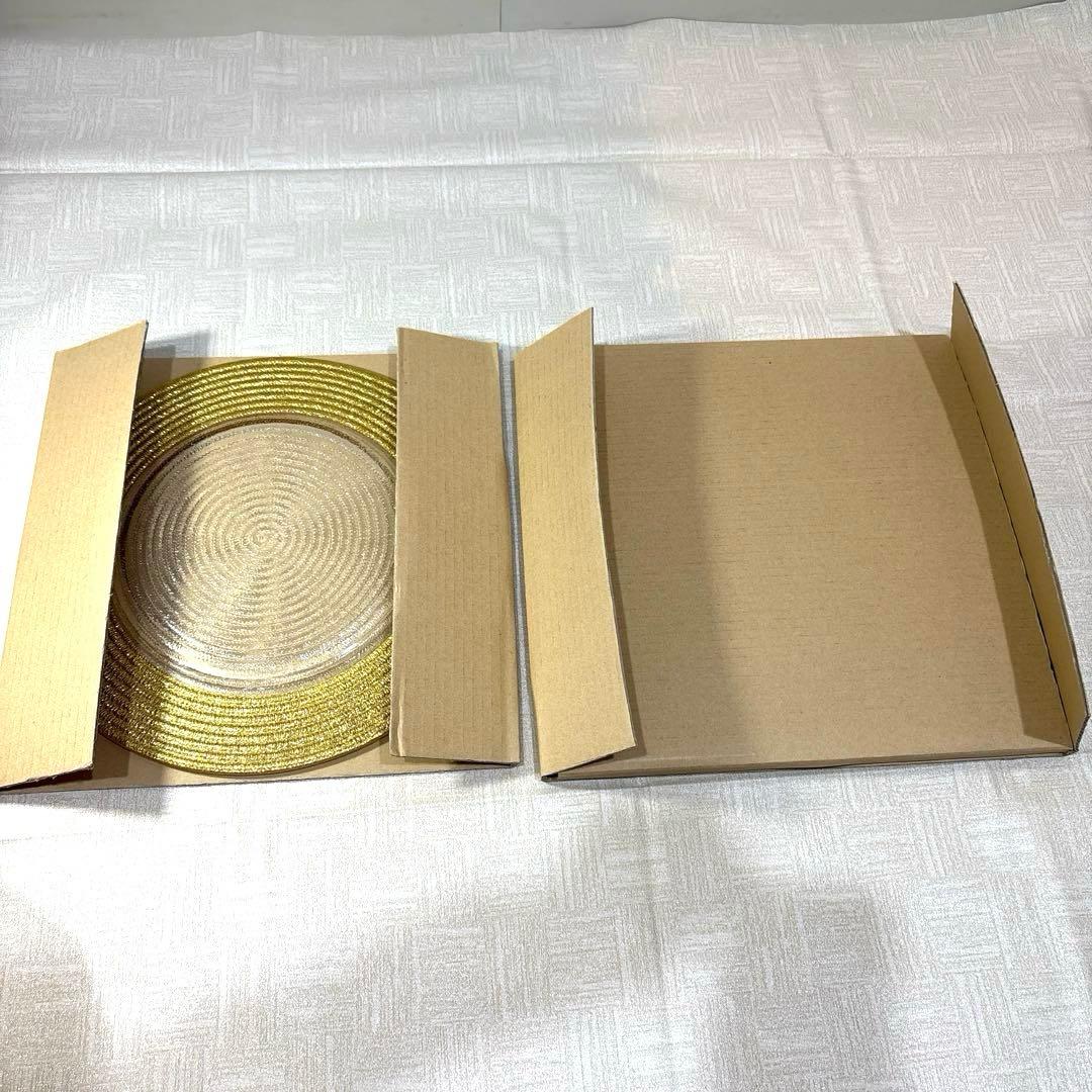 未使用】IVV ガラス皿 31㎝ ゴールド、シルバー2枚セット イタリア製