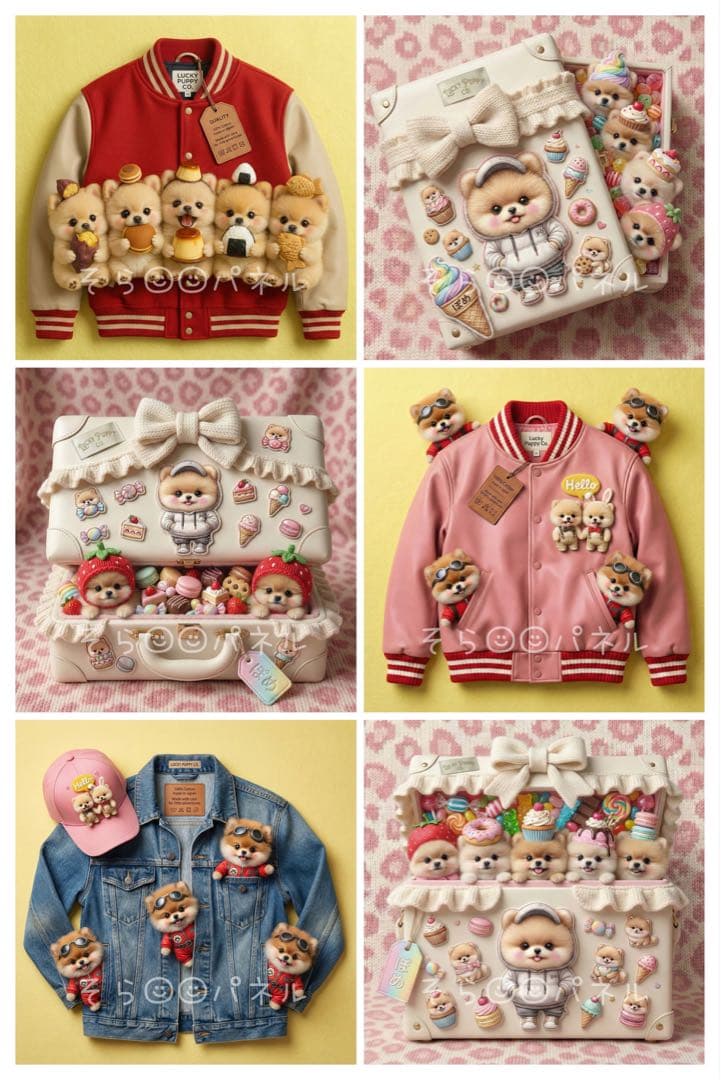 最新柄】パネル生地 534 ⚮ ちびっ子ポメラニアン☆犬 6柄セット