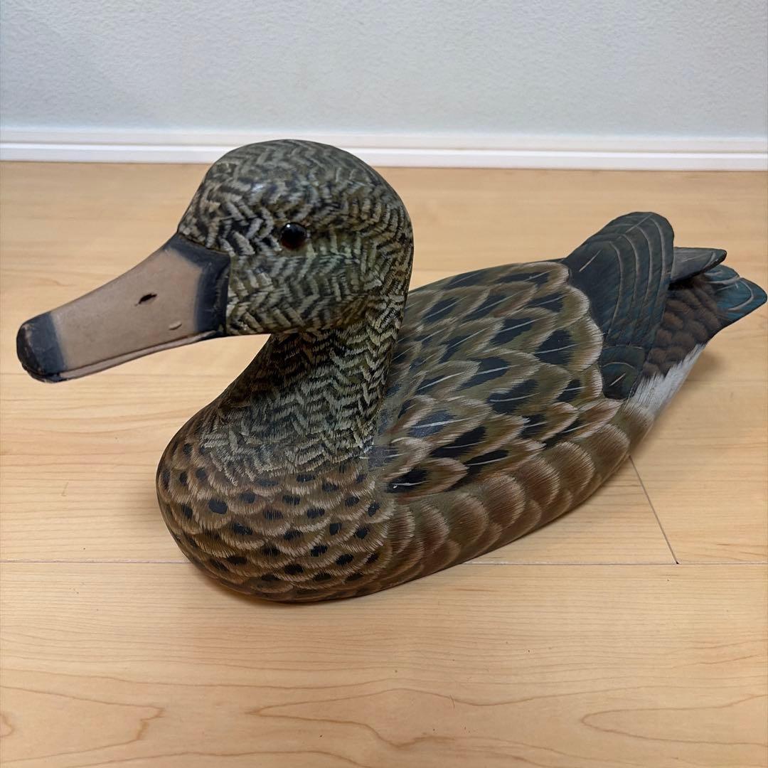 木製カモの置物 デコイ インテリア 置物 美術 雑貨 - メルカリ