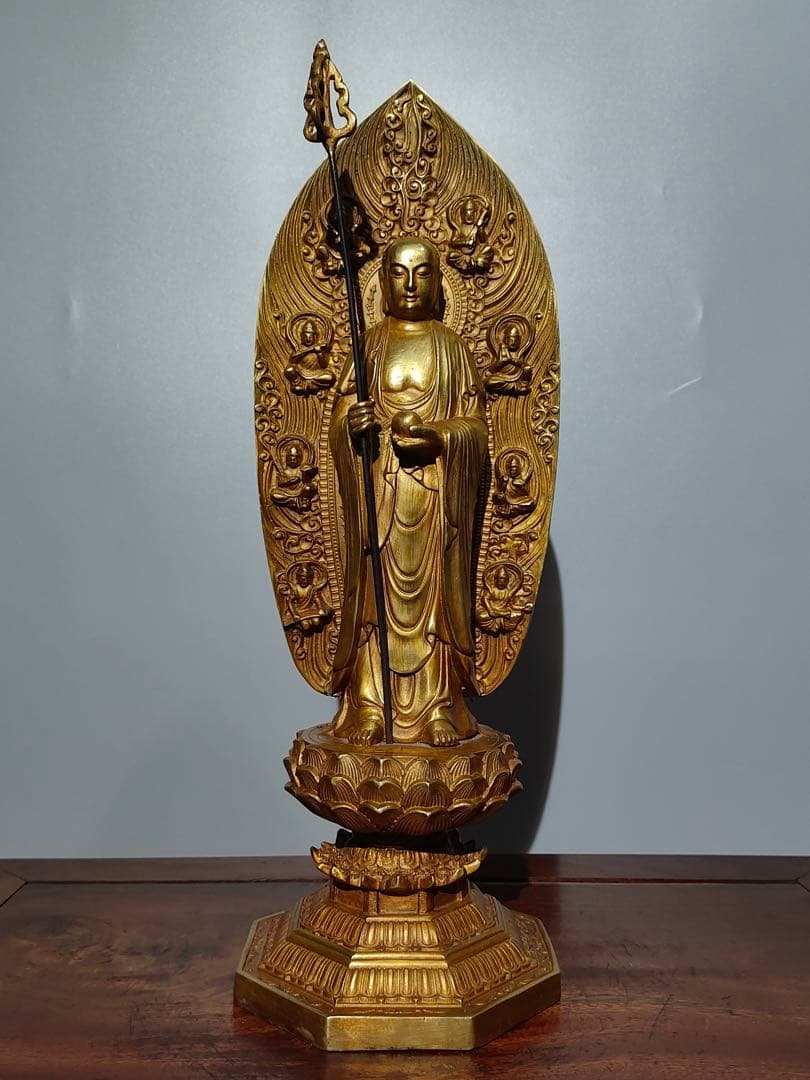 旧蔵　純銅鎏金仏像「地蔵菩薩 」 地蔵菩薩立像 文化遺産オンライン