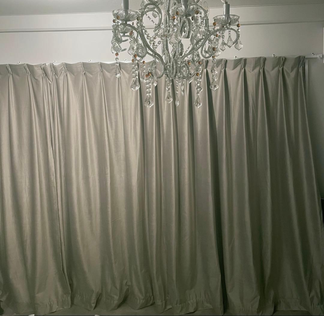 カーテン　ベルベット　1.5倍ヒダ　グレー　2枚セット 楽天市場】【1.5倍ヒダ】1cm単位で選べる オーダー カーテン