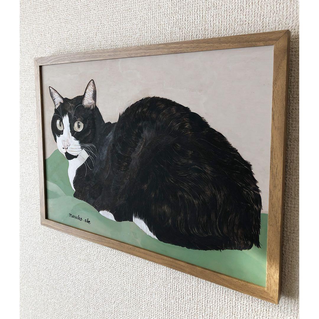 《送料無料》原画「ウメ13」猫イラスト 水彩画