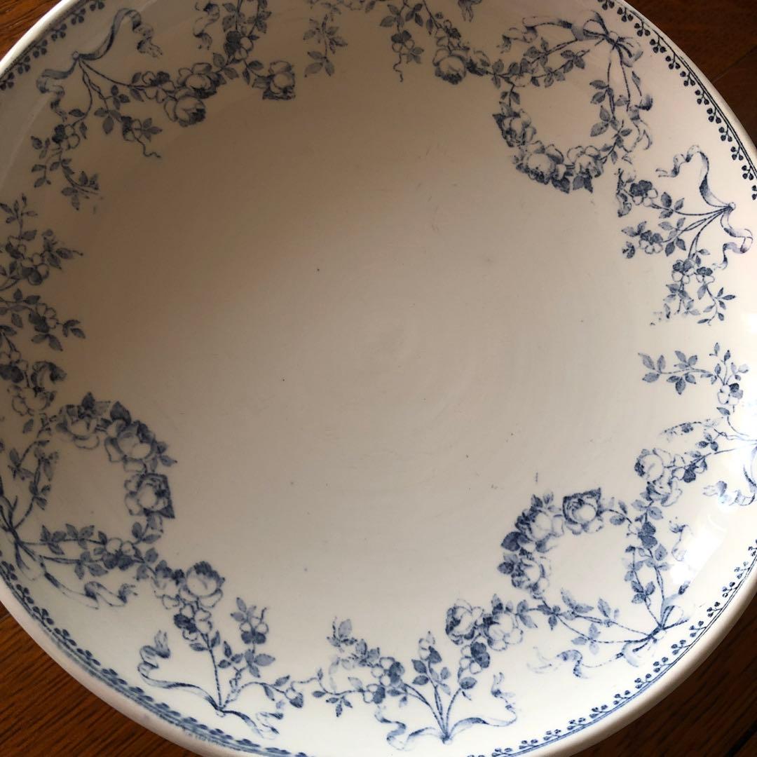 フランスアンティーククレイユモントロー深さあるの小皿猫 Φ11.5cm