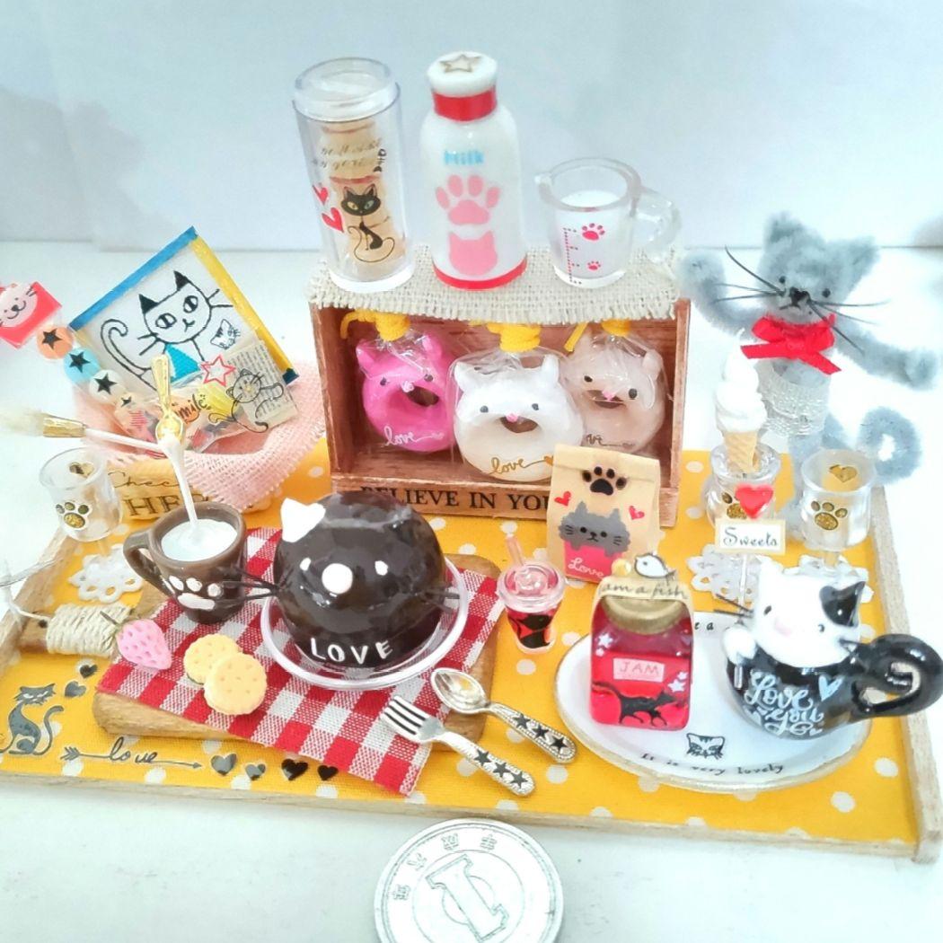 No.D109 いろんな猫スイーツ＆雑貨＆猫のぬいぐるみセット 楽天市場】4個セット スクイーズ ねこ ぬいぐるみ おもちゃ 動物