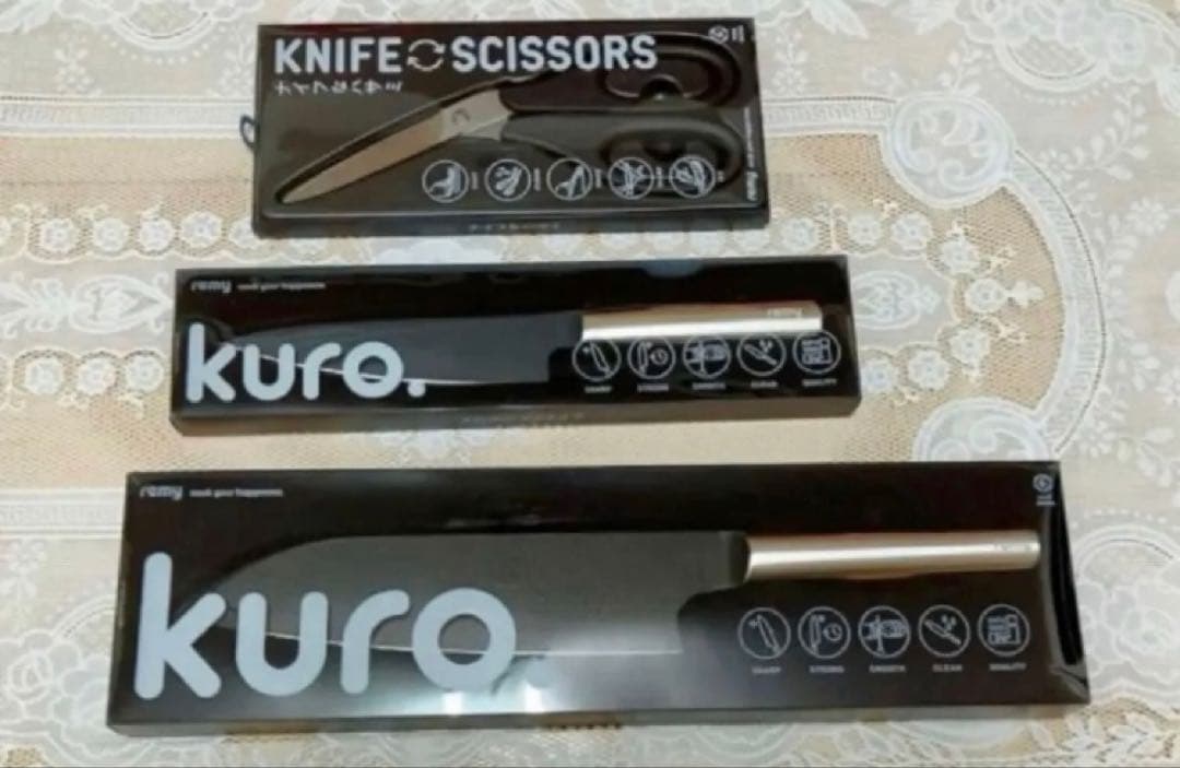 【新品未開封】平野レミクロの包丁ほか3点 (三徳包丁・ペティ・ナイフなハサミ) remy】包丁・はさみ3点セット（三徳・ペティ・ハサミ）（平野レミ