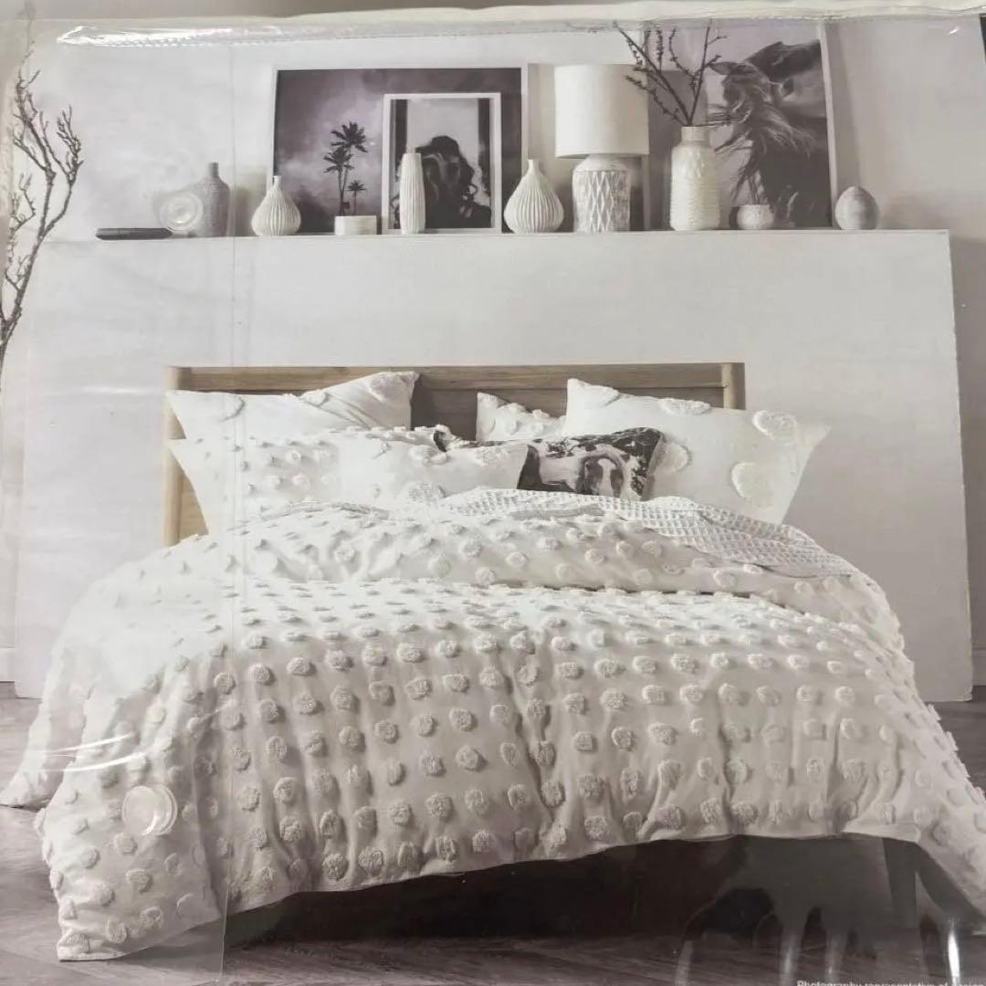 【新品】LINEN HOUSE/HAZE クイーン 布団&枕カバーセット Linen House Haze Rosette Queen Bed Quit Cover Set 01703I378