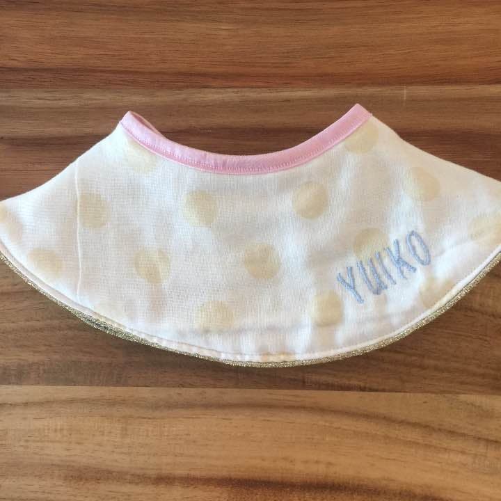 ★★サンプル*No.24*★★ハンドメイドスタイ★★ 無料型紙（丸襟・角襟）】つけ襟みたいなベビースタイ（よだれかけ）の