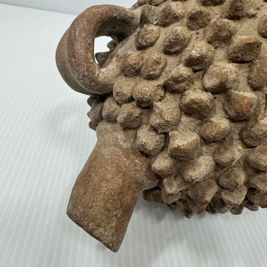 希少】 アフリカ民芸風 ドリアン 土器 一輪挿し プリミティブアート