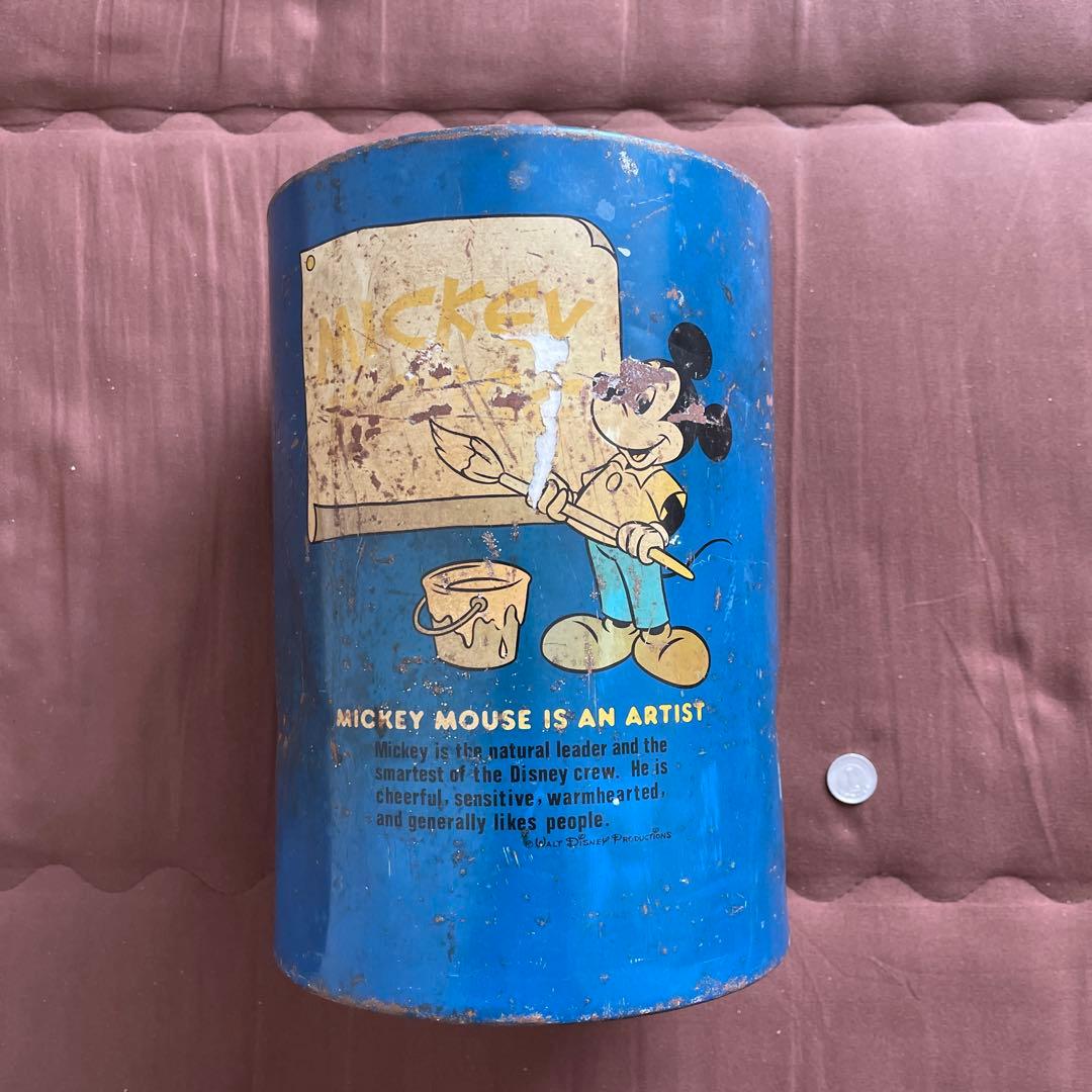 ディズニー ミッキーマウス ゴミ箱 青 昭和レトロ、ビンテージ、ディズニー、ミッキーマウス、ぶんぶく社製