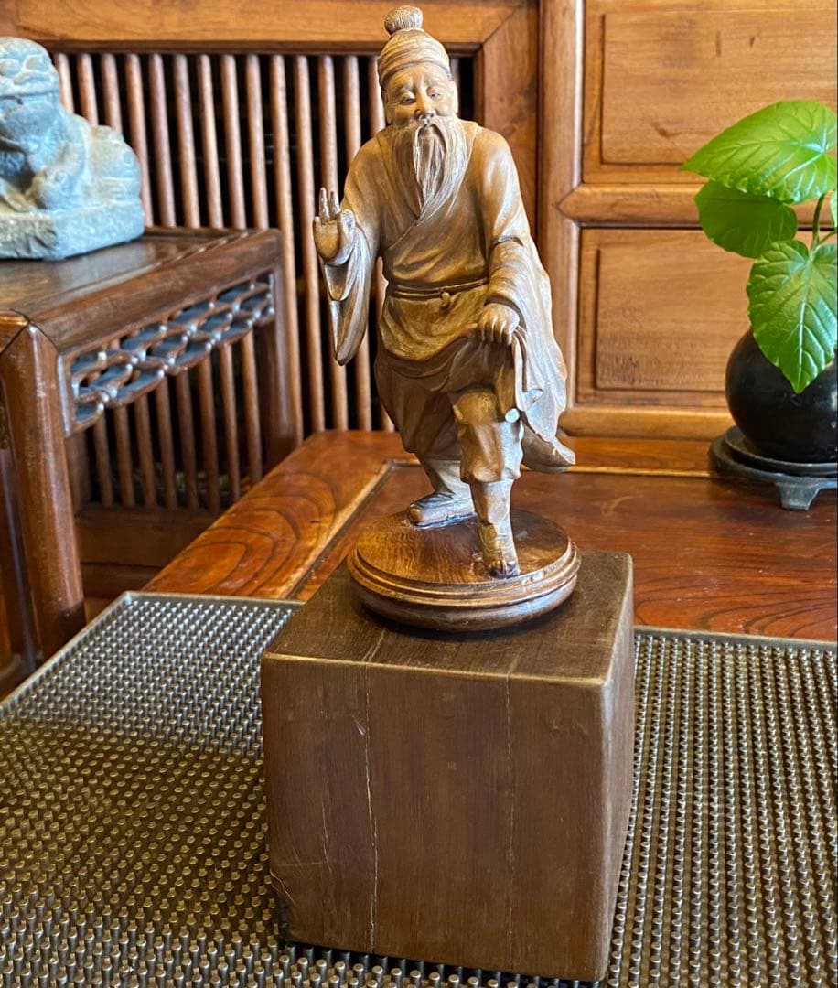 台湾木彫彫刻　福禄寿/仙人 鑑賞台座付 ヴィンテージ　レア 中国　台湾茶器 美しい桃が咲く 小さい 桃 急須 ティーポット 陶磁器 醬油差し 醬油