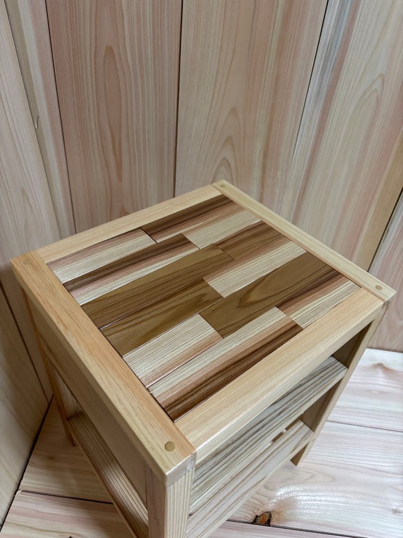 杉無垢材 波型エッジ ウッドベンチ 121cm