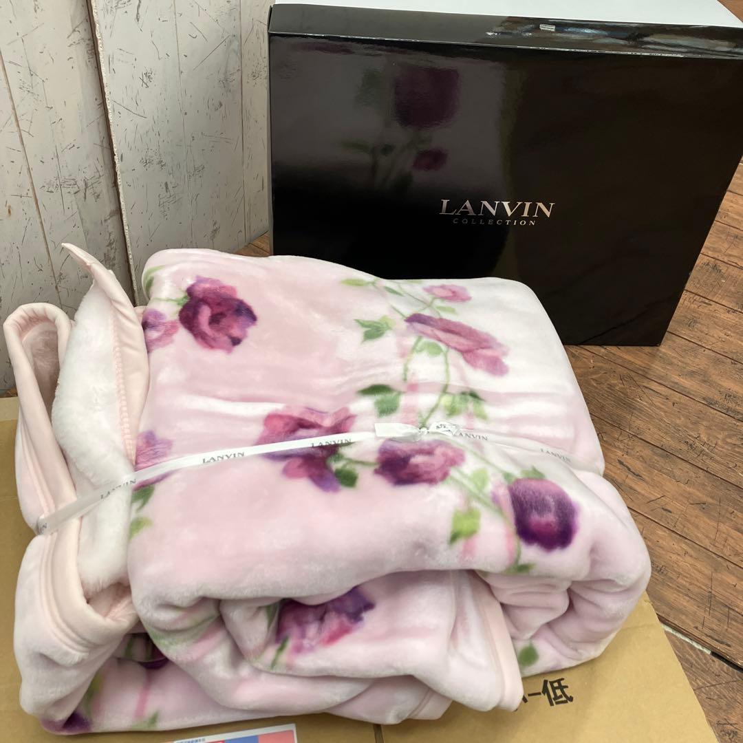 ランバン 薔薇柄 毛布 LANVIN ニューマイヤー毛布 アクリル100