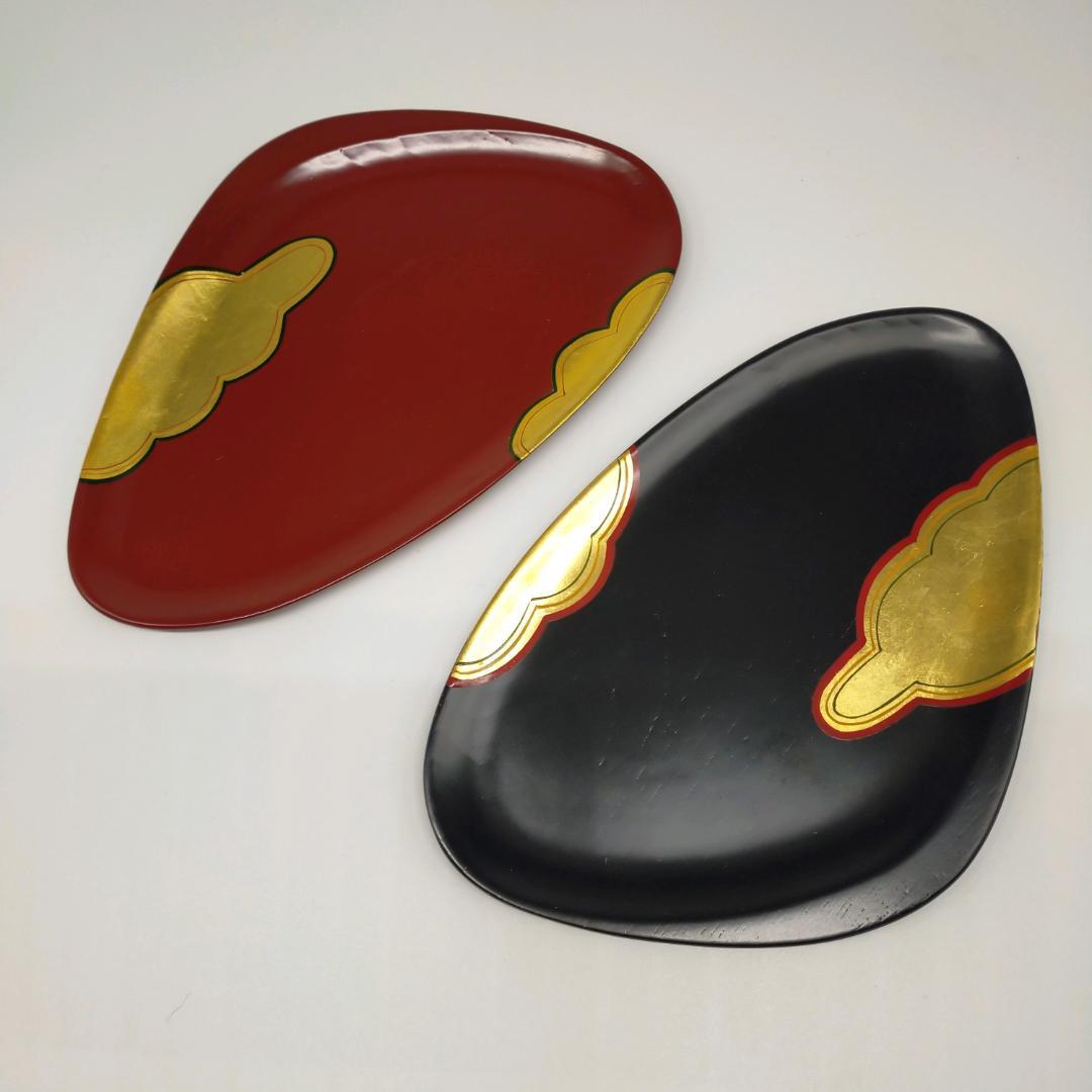 未使用　象彦　銘々盆　漆器 盆セット 菓子器　赤　黒 雲模様 有明盆 – 象彦 公式オンラインショップ